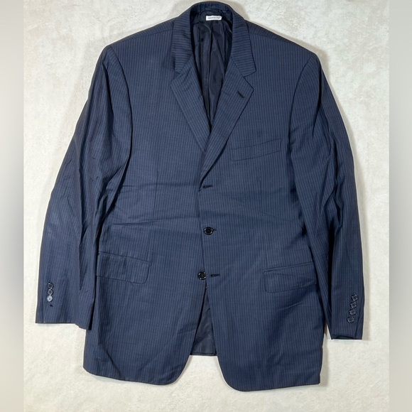 Brioni 42R Navy Stripe Suit MILLENIO 3 Button 2 Vent Fully Canvassed Italy Lux - Picture 1 of 16